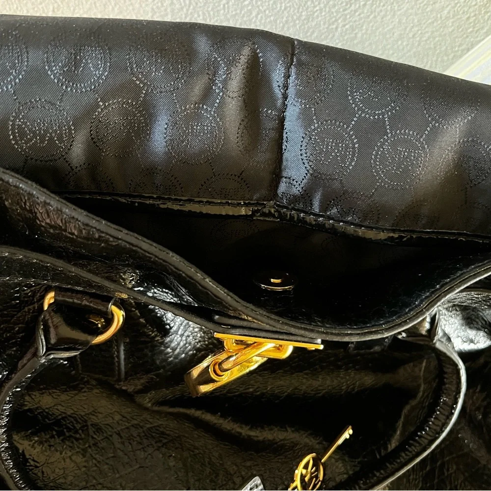 NWOT MICHAEL KORS HAMILTON BLACK LEATHER SHOULDER SATCHEL - Picture 4 of 13